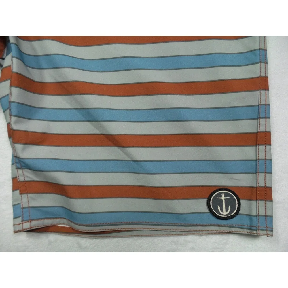 Captain‎ Fin Shorts Mens Size 32 Orange Blue Striped Stretch Boardshorts NWT
